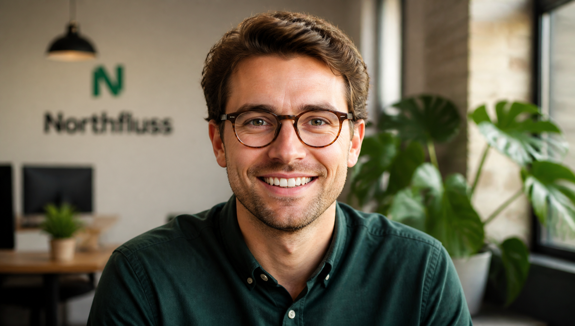 Smiling startup founder